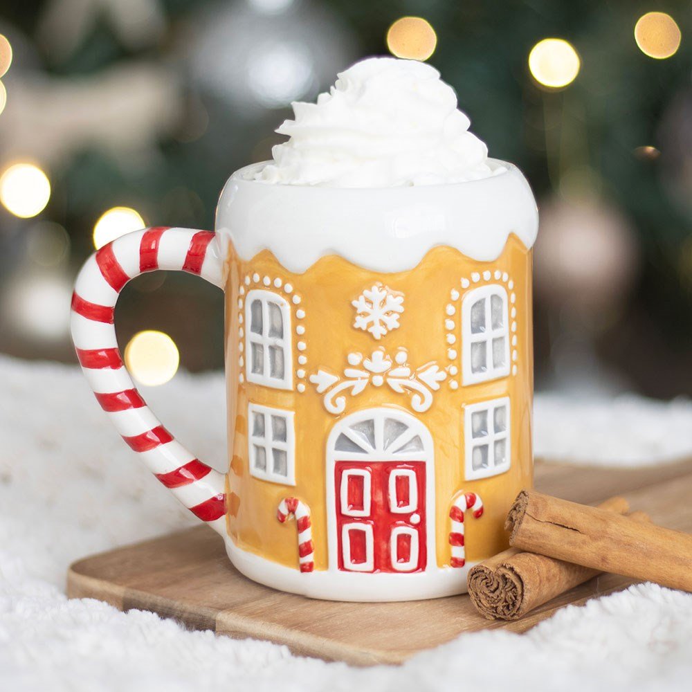 Candy Cane Gingerbread House Mug Christmas Drinkware - Gothic & Alternative Gift - Haunted