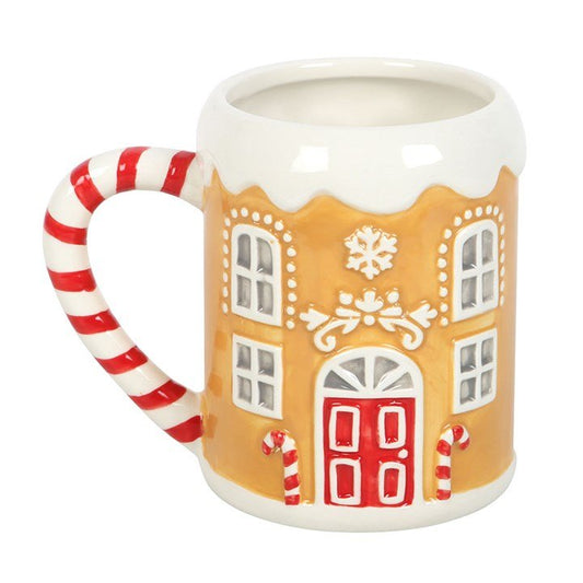 Candy Cane Gingerbread House Mug Christmas Drinkware - Gothic & Alternative Gift - Haunted