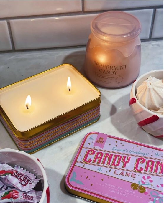 Candy Cane Lane Vintage Tin Christmas Candle Candles - Gothic & Alternative Gift - Haunted