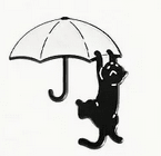 Cartoon cat on umbrella Enamel Pin Accessories - Gothic & Alternative Gift - Haunted
