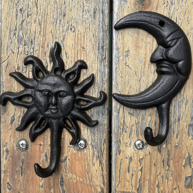 Cast Iron Moon Sun Wall Hanging Hook Home Decor - Gothic & Alternative Gift - Haunted