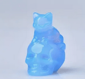 Cat perched on Skull mini crystal - Gothic & Alternative Gift - Haunted