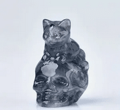 Cat perched on Skull mini crystal - Gothic & Alternative Gift - Haunted