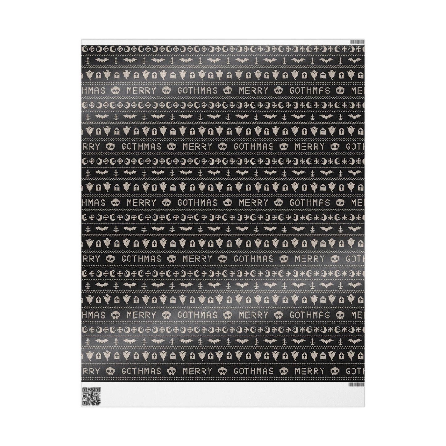 Merry Gothmas Black Spooky Gift Wrapping Paper Roll