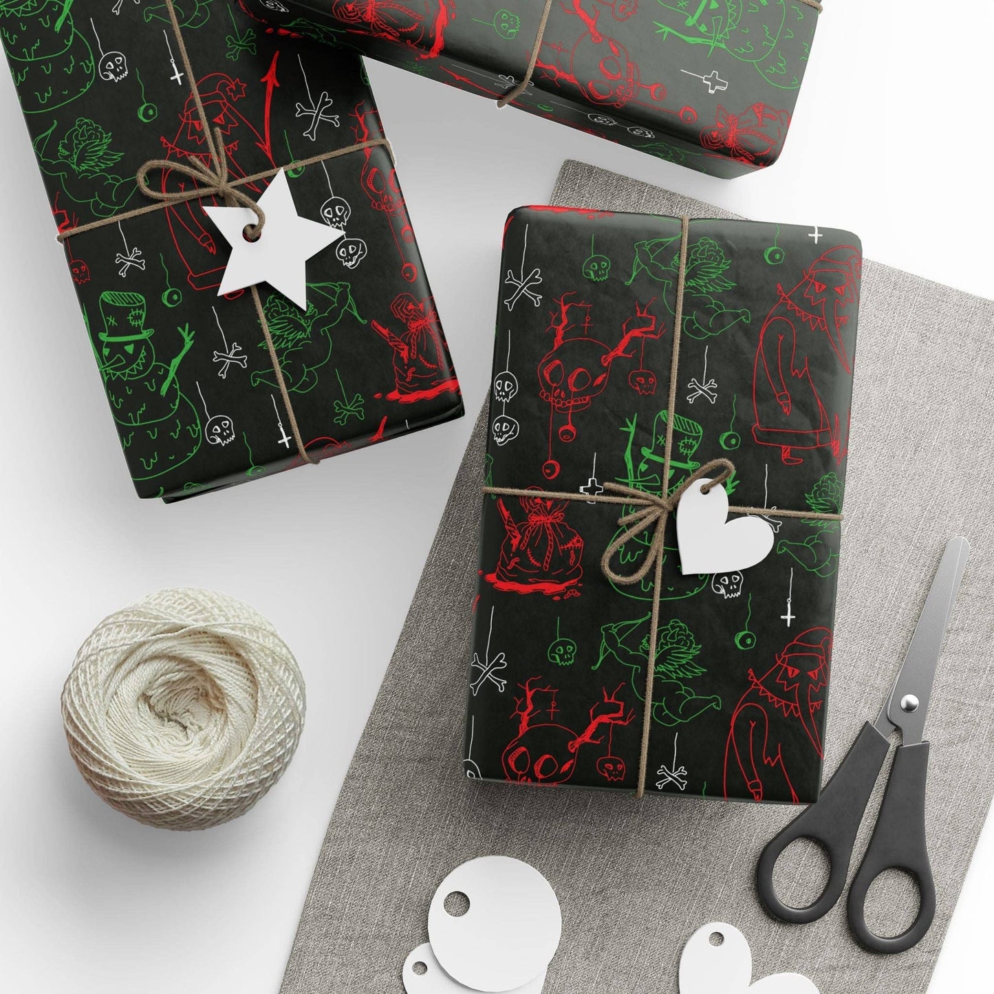 Creepmas Cheer Creepy Santa, Snowman, Skull Gift Wrapping Paper