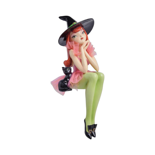 Creepy Cute, 23in Shelf Sitting Witch Pink Hair