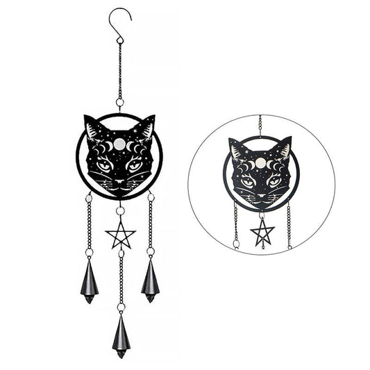 Celestial Cat MOG Metal Hanging Indoor Outdoor Decoration Wind Chime Sun Catcher Witch Supplies - Gothic & Alternative Gift - Haunted