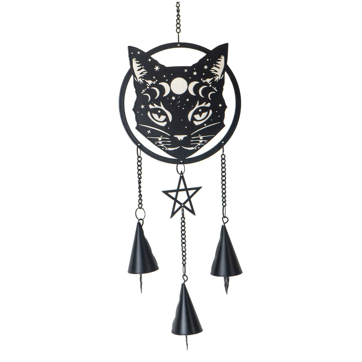 Celestial Cat MOG Metal Hanging Indoor Outdoor Decoration Wind Chime Sun Catcher Witch Supplies - Gothic & Alternative Gift - Haunted