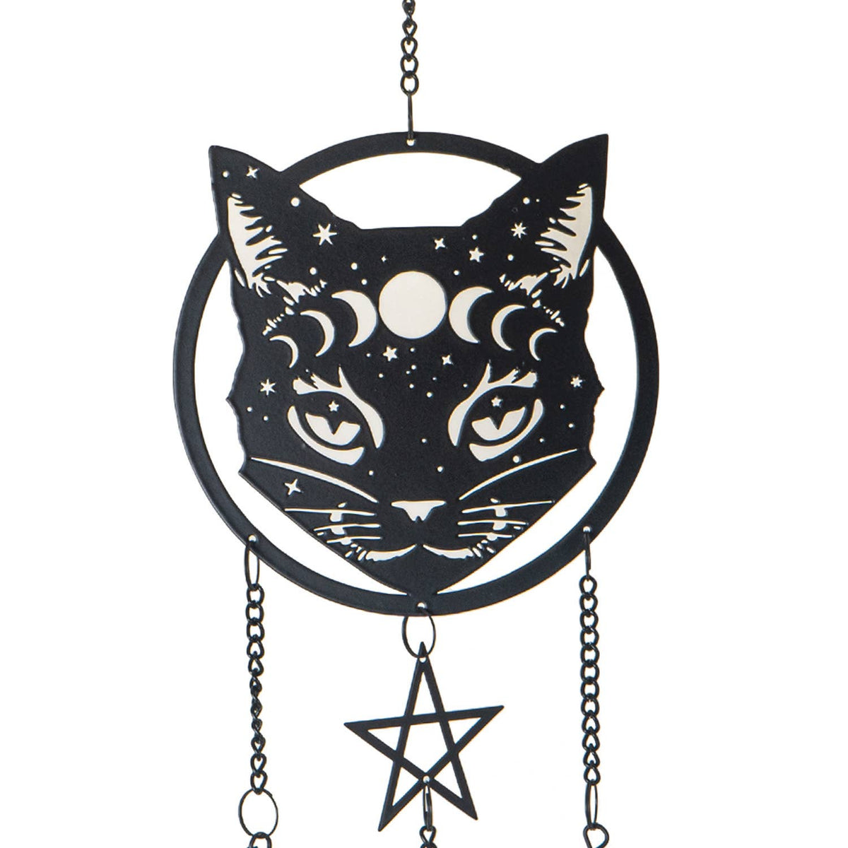 Celestial Cat MOG Metal Hanging Indoor Outdoor Decoration Wind Chime Sun Catcher Witch Supplies - Gothic & Alternative Gift - Haunted