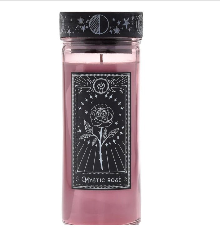 Celestial Goth Mystic Rose Glass Candle Witch Triple Moon Candles - Gothic & Alternative Gift - Haunted