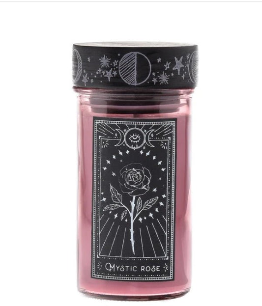 Celestial Goth Mystic Rose Glass Candle Witch Triple Moon Candles - Gothic & Alternative Gift - Haunted