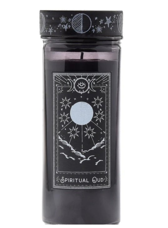 Celestial Goth Spiritual Oud Glass Candle Witch Triple Moon Candles - Gothic & Alternative Gift - Haunted