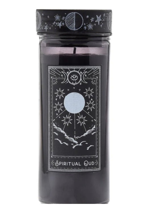 Celestial Goth Spiritual Oud Glass Candle Witch Triple Moon Candles - Gothic & Alternative Gift - Haunted