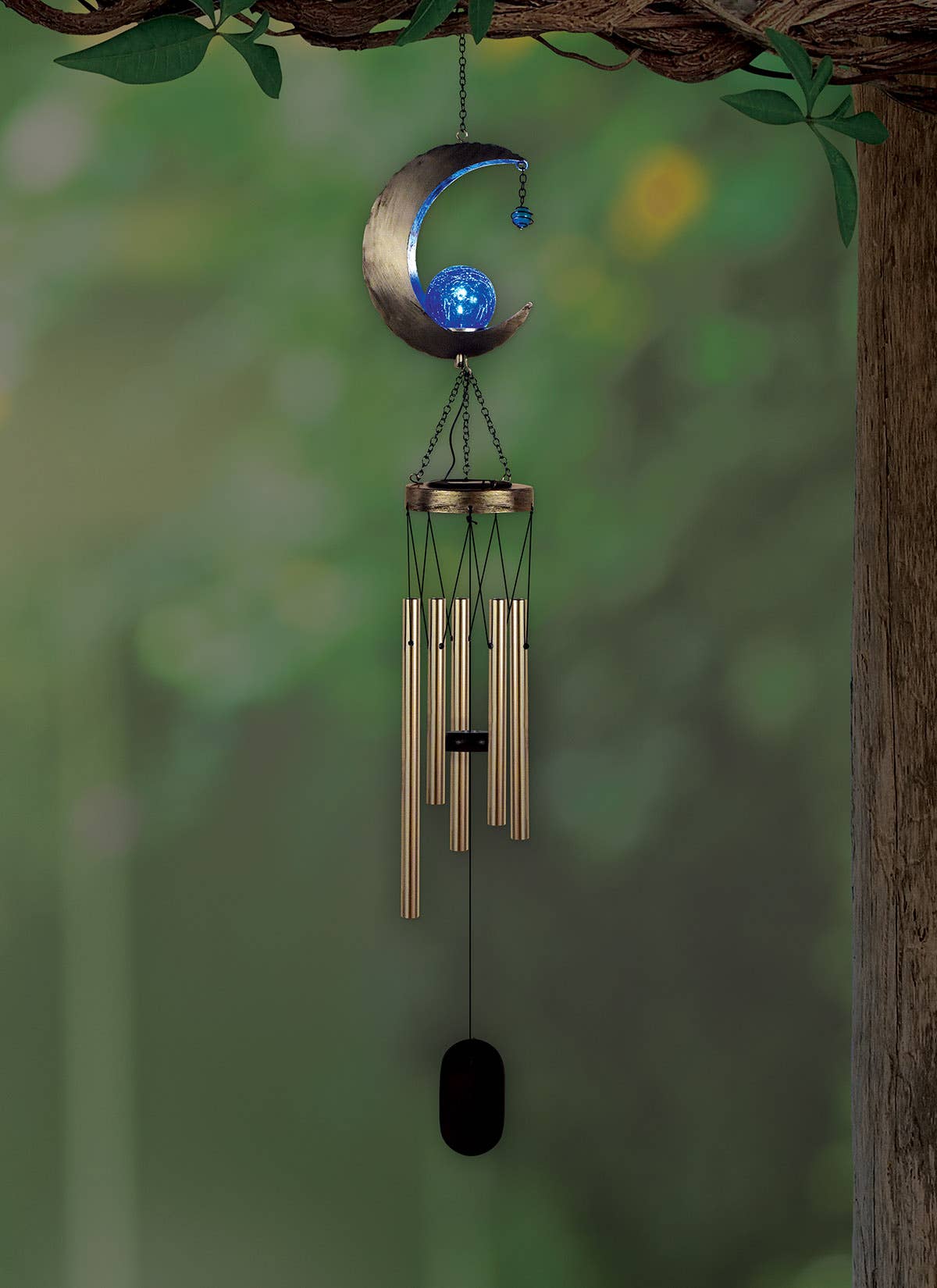 Celestial Moon Spring Garden Solar Wind Chime Garden Decor - Gothic & Alternative Gift - Haunted