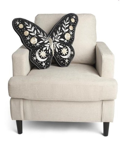 Celestial Moon Stars Butterfly Shaped Large Pillow Home Decor - Gothic & Alternative Gift - Haunted