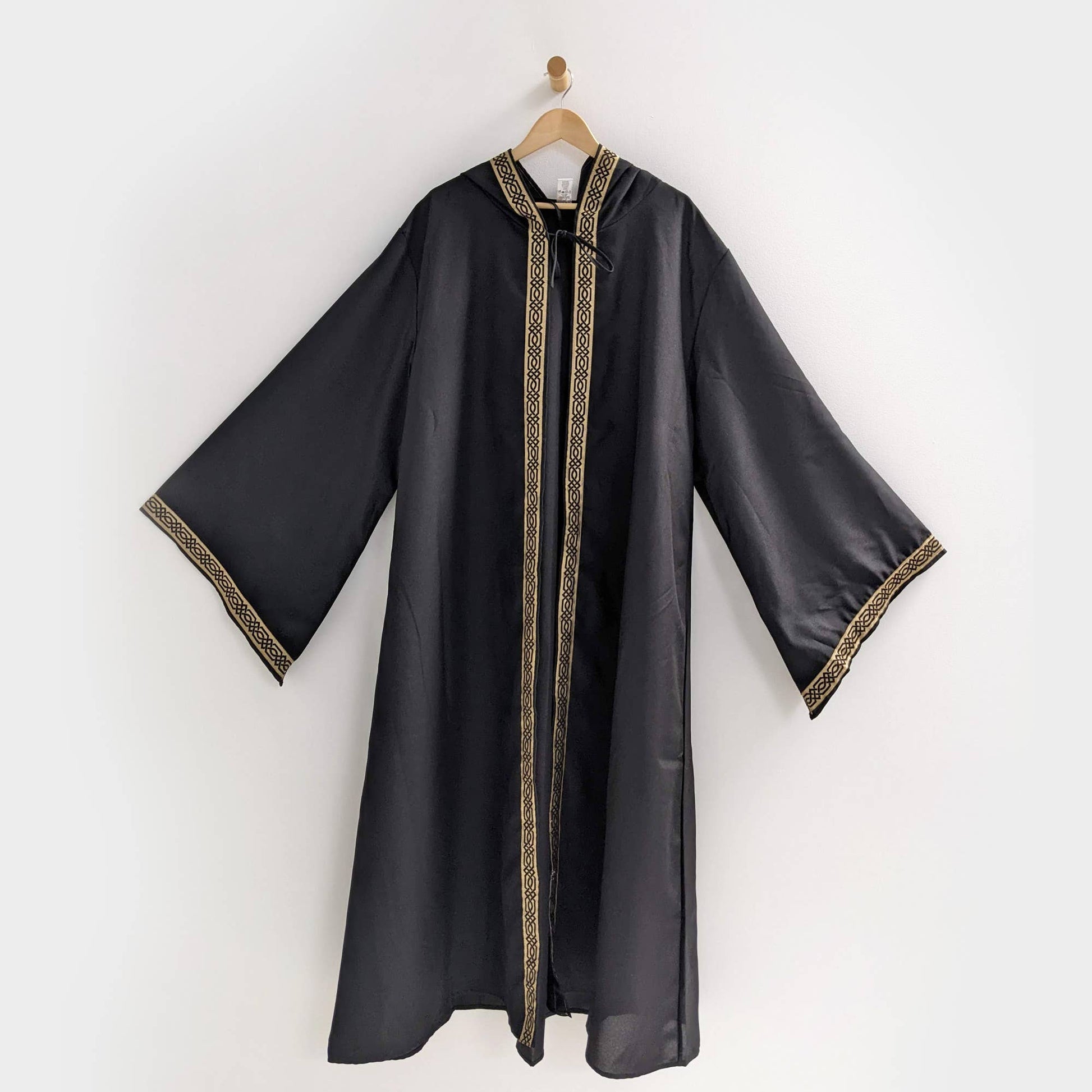 Celtic Robe | Medieval Sorcerer Cloak with Hood: Black Clothing - Gothic & Alternative Gift - Haunted