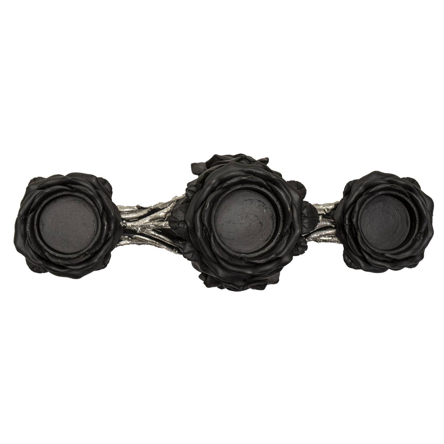 Gothic Black Rose Triple Votive Holder Valloween Valentines