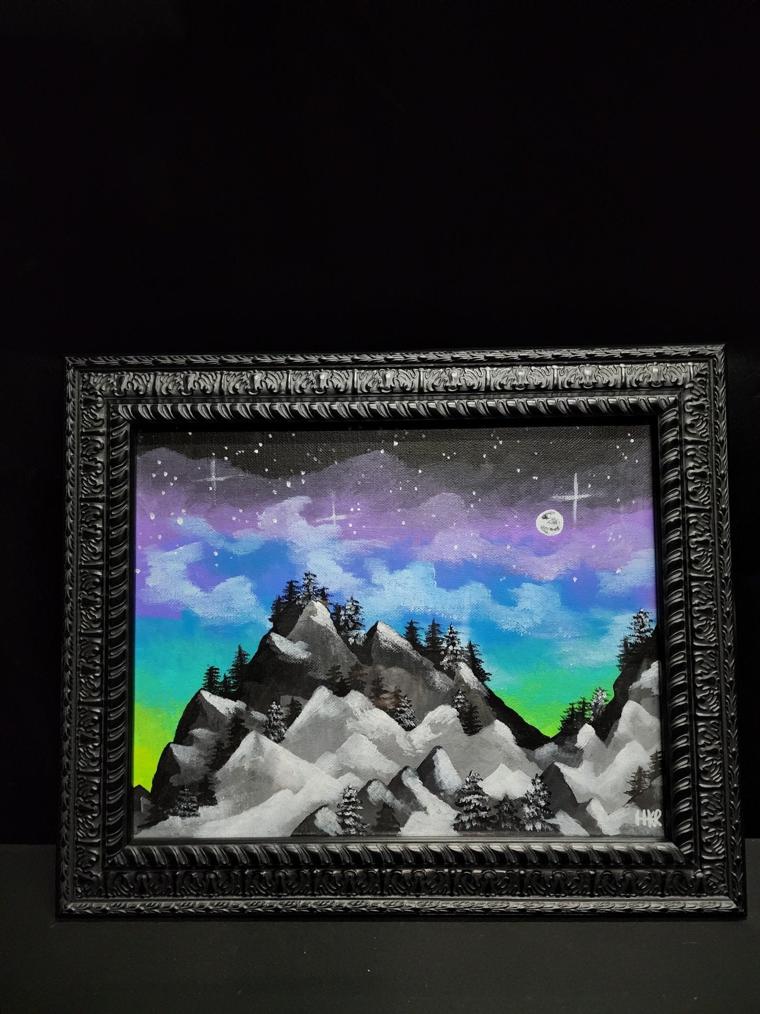 Changing Night Sky framed canvas painting by HKR - Gothic & Alternative Gift - Haunted