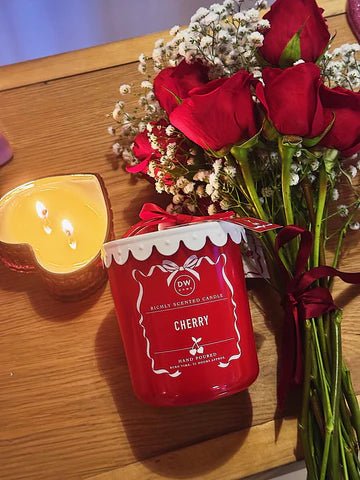 Cherry- Perfect for Valentines Day Glass Candle Candles - Gothic & Alternative Gift - Haunted