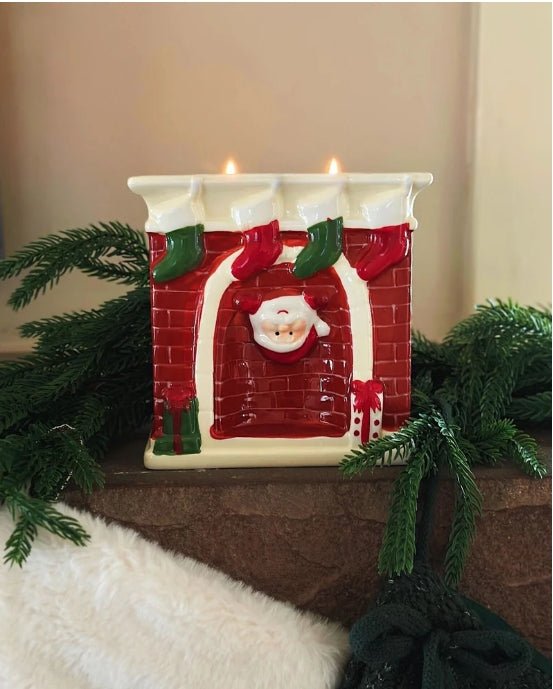 Chimney Glow Santa in the fireplace Icon Ceramic Candle Christmas Holiday Candles - Gothic & Alternative Gift - Haunted