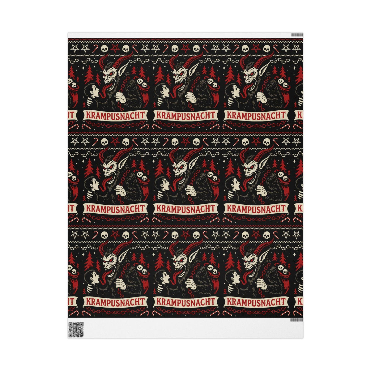 Christmas Horror Krampusnacht Gift Wrapping Paper Roll Wrapping Paper - Gothic & Alternative Gift - Haunted