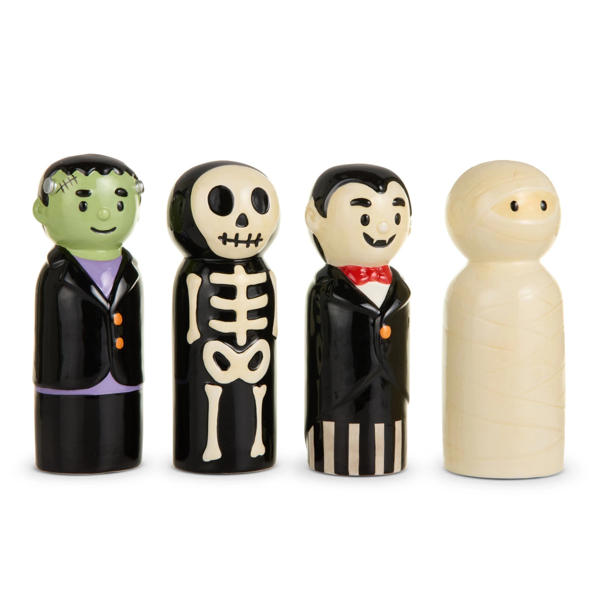 Classic Halloween Dudes Set of 4 Ceramic Monster Figurines Home Decor - Gothic & Alternative Gift - Haunted