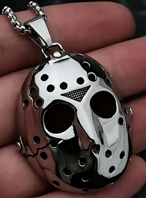 Classic Horror Jason Friday the 13th Mask Stainless Steel Necklace Jewelry - Gothic & Alternative Gift - Haunted