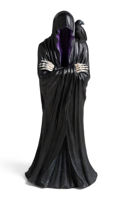 CLEARANCE Grim Reaper with Raven LIT tall Figure Statue Home Decor - Gothic & Alternative Gift - Haunted