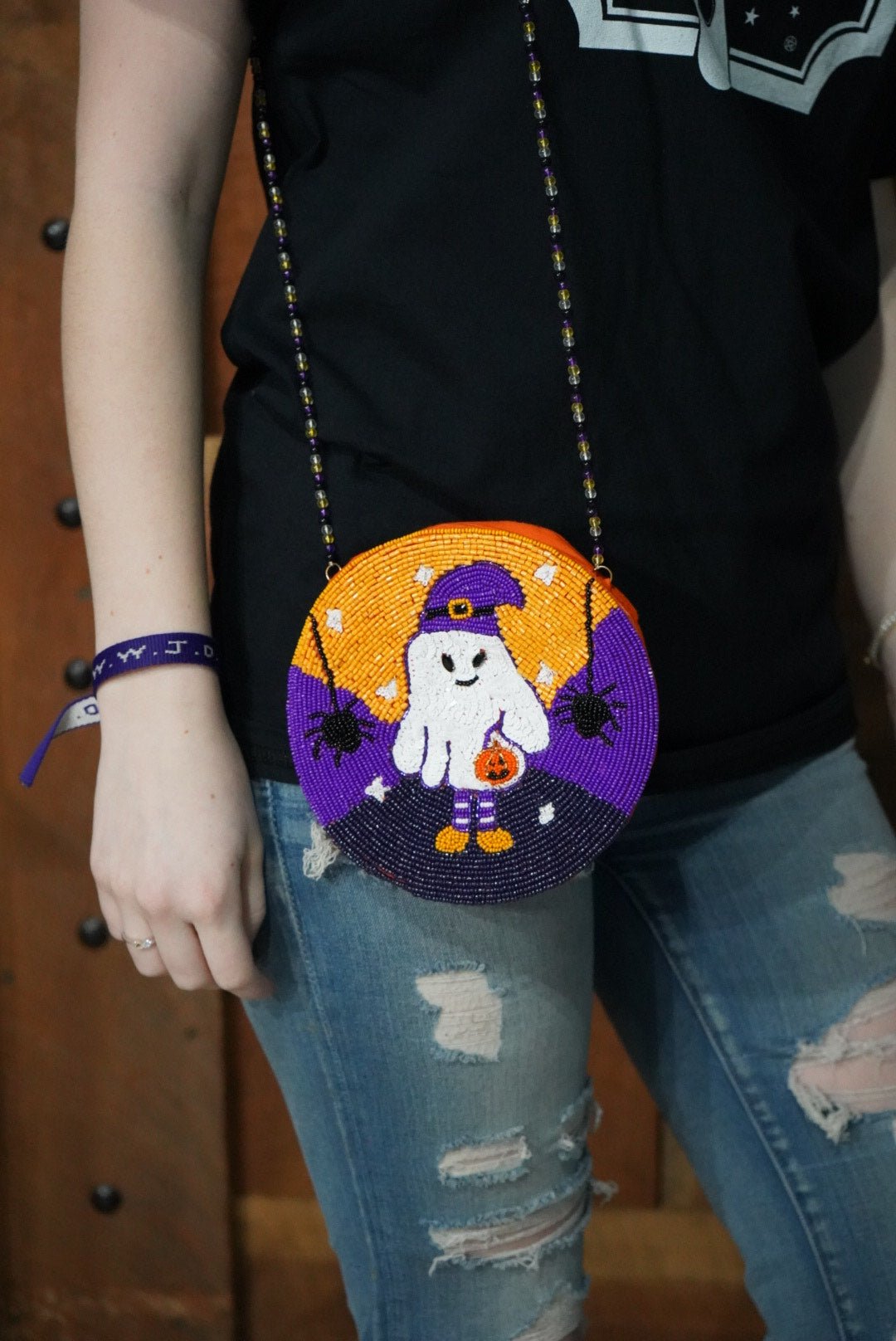 CLEARANCE Halloween Beaded Ghost Crossbody Bags Purses and Bags - Gothic & Alternative Gift - Haunted