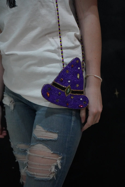 CLEARANCE Halloween Witch Hat with Rhinestone Crossbody Bag Purses and Bags - Gothic & Alternative Gift - Haunted