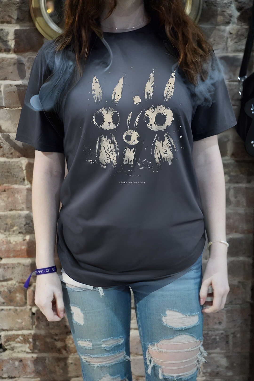 Creepy Bunnies Unisex T-Shirt-Grey