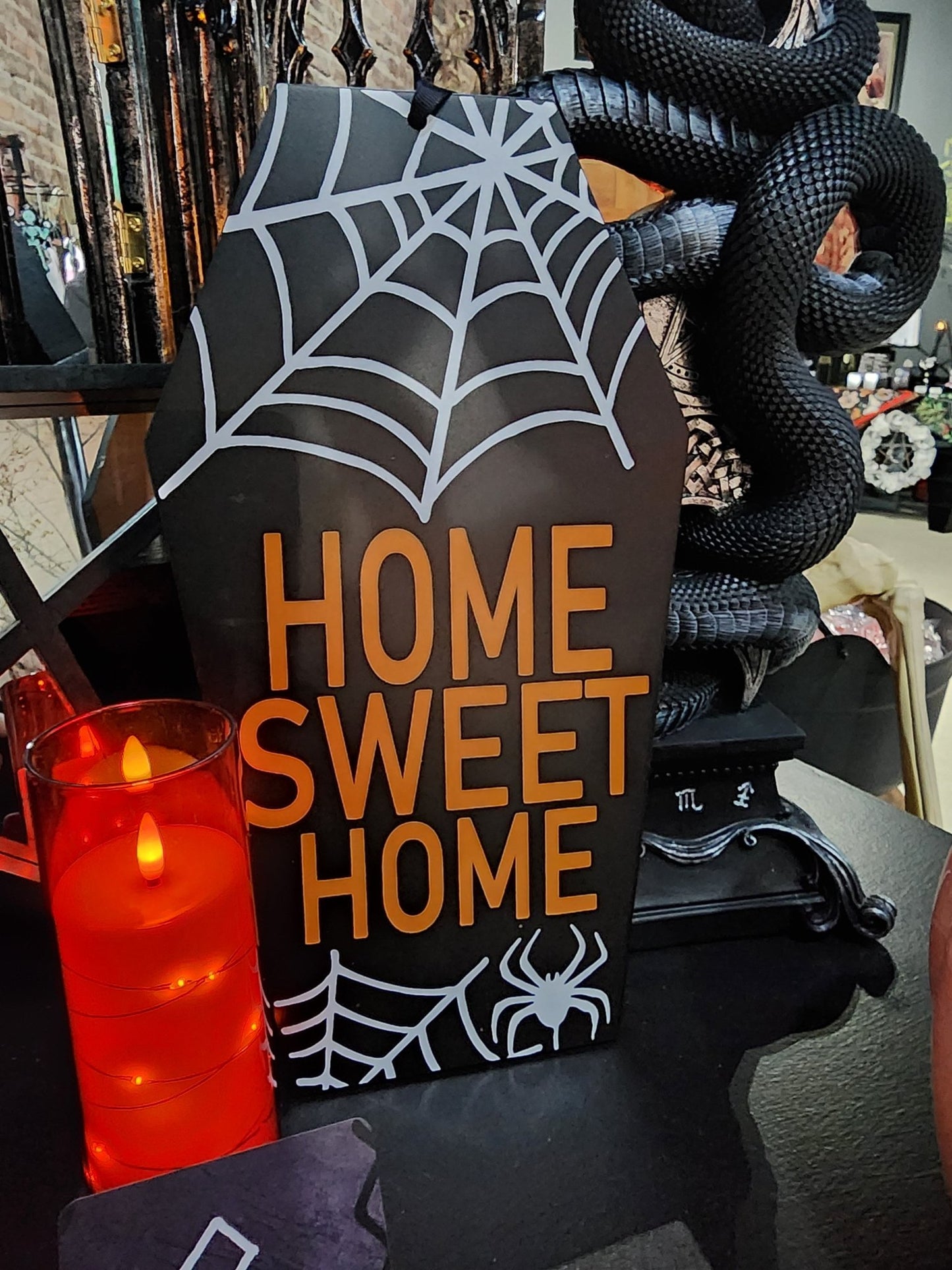 Coffin Home Sweet Home Sign Holiday Craft and Decor - Gothic & Alternative Gift - Haunted