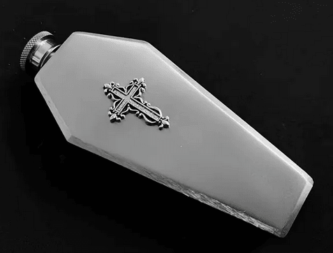 Coffin Shaped Flask with Cross-Stainless Steel (clearance) Barware - Gothic & Alternative Gift - Haunted
