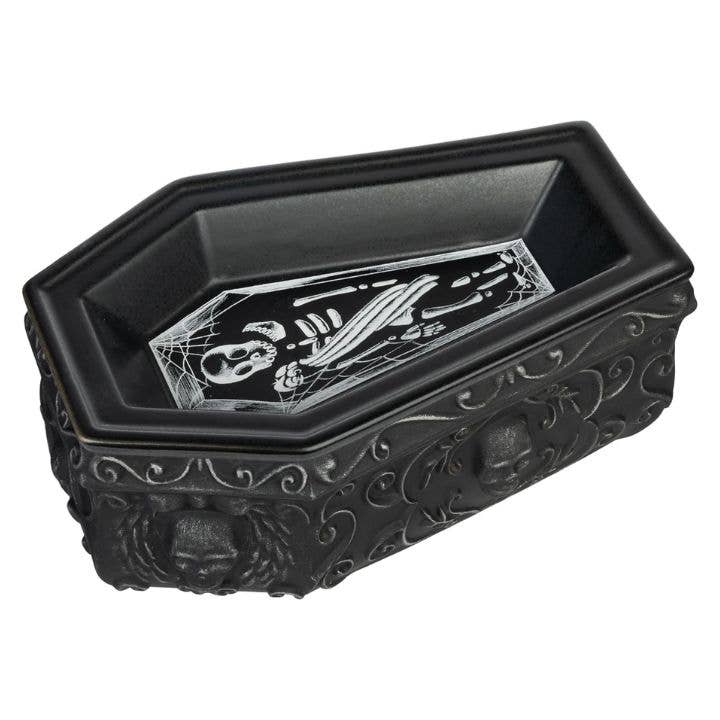 Coffin Shaped Skeleton Muerto Halloween Fragrance & Wax Electric Warmer Candle Holder - Gothic & Alternative Gift - Haunted