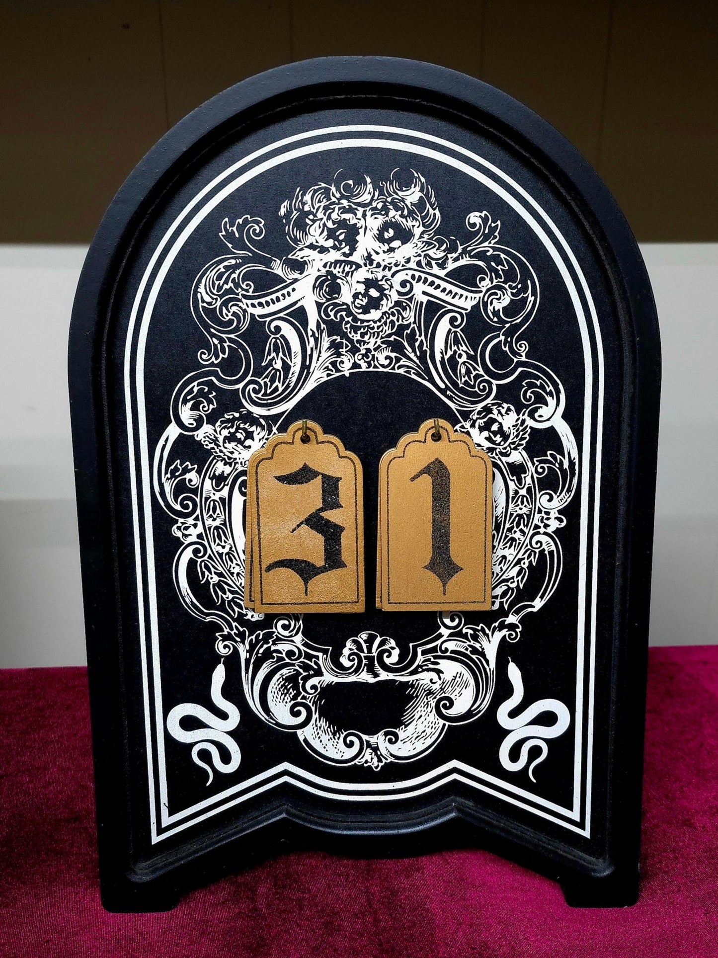 Count-Down to Halloween Wood Sign with Changeable Numbers - Gothic & Alternative Gift - Haunted