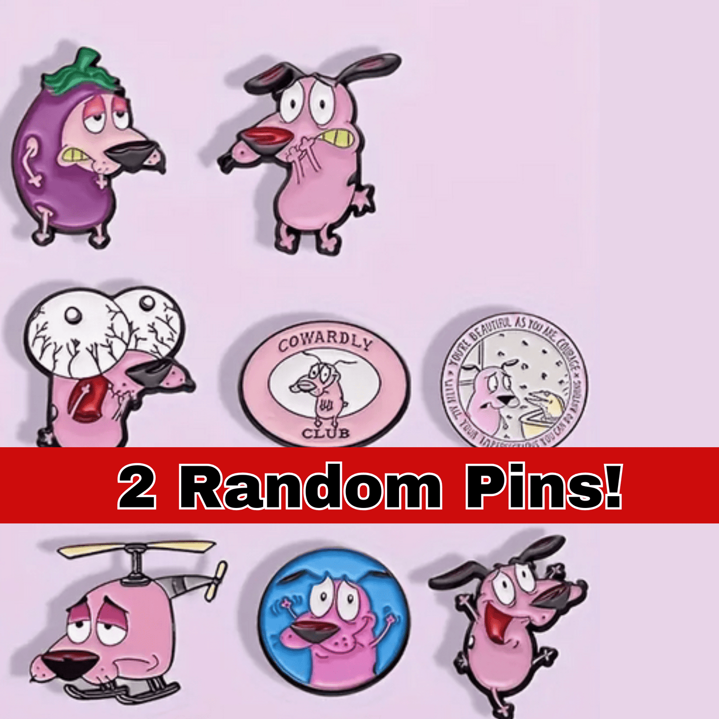 Courage the Cowardly Dog Enamel Pin two for $10.50 Accessories - Gothic & Alternative Gift - Haunted