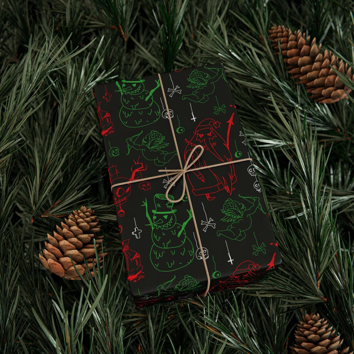 Creepmas Cheer Creepy Santa, Snowman, Skull Gift Wrapping Paper Wrapping Paper - Gothic & Alternative Gift - Haunted
