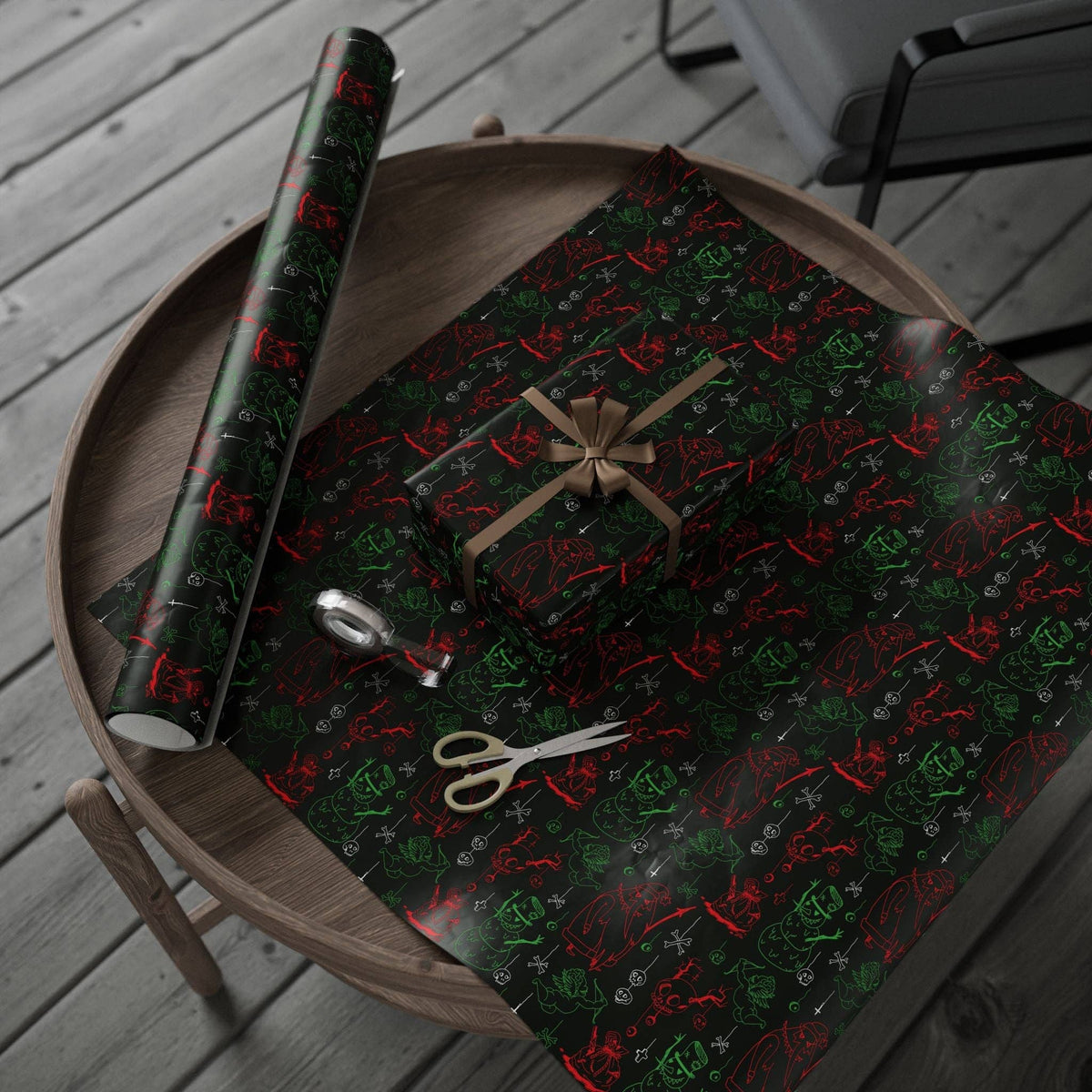Creepmas Cheer Creepy Santa, Snowman, Skull Gift Wrapping Paper Wrapping Paper - Gothic & Alternative Gift - Haunted