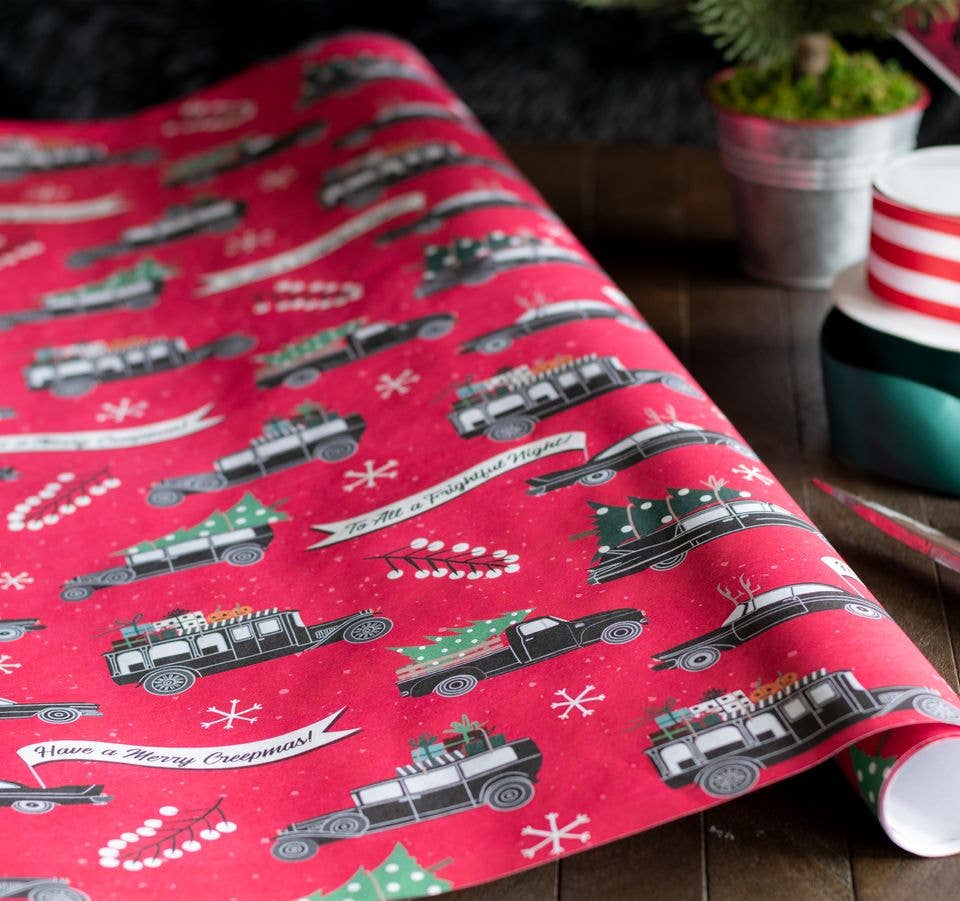 Creepmas Hearse Gift Wrap (8ft Roll) Holiday Craft and Decor - Gothic & Alternative Gift - Haunted
