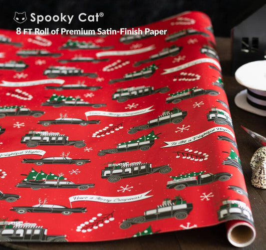 Creepmas Hearse Gift Wrap (8ft Roll) Holiday Craft and Decor - Gothic & Alternative Gift - Haunted