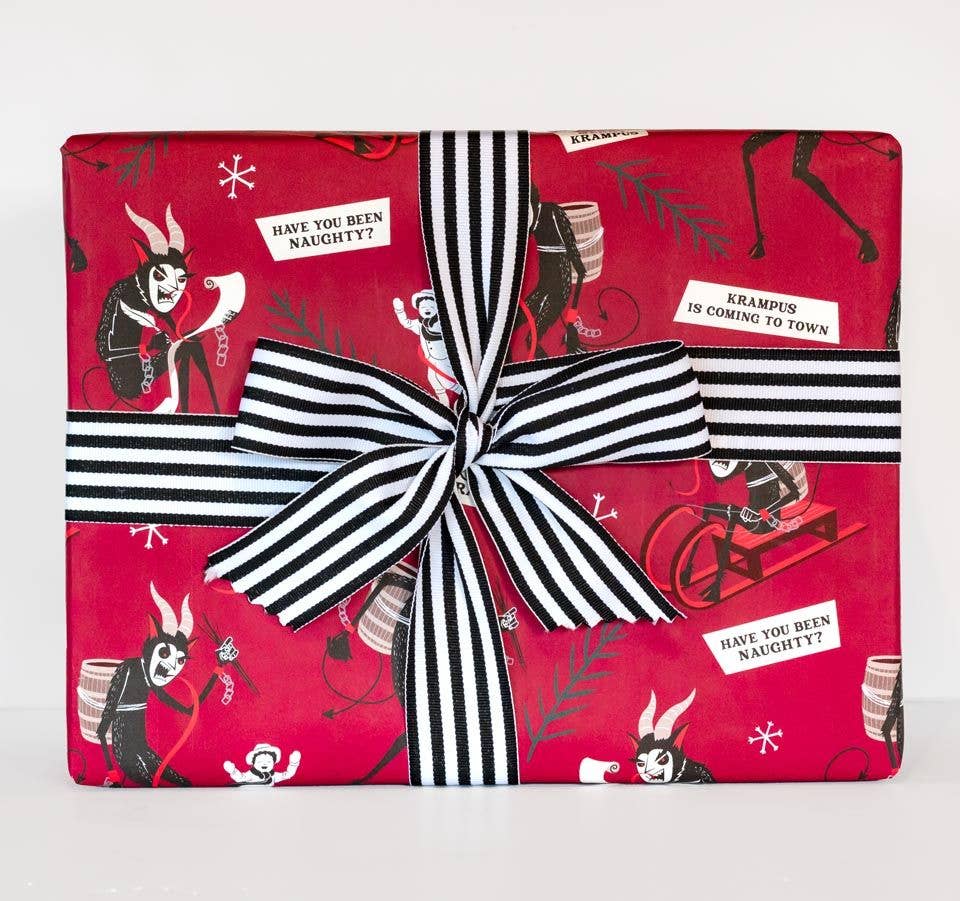 Creepmas Krampus Folklore Gift Wrap Wrapping Paper 8 Foot roll Gruss Vom Seasonal Home Decor - Gothic & Alternative Gift - Haunted