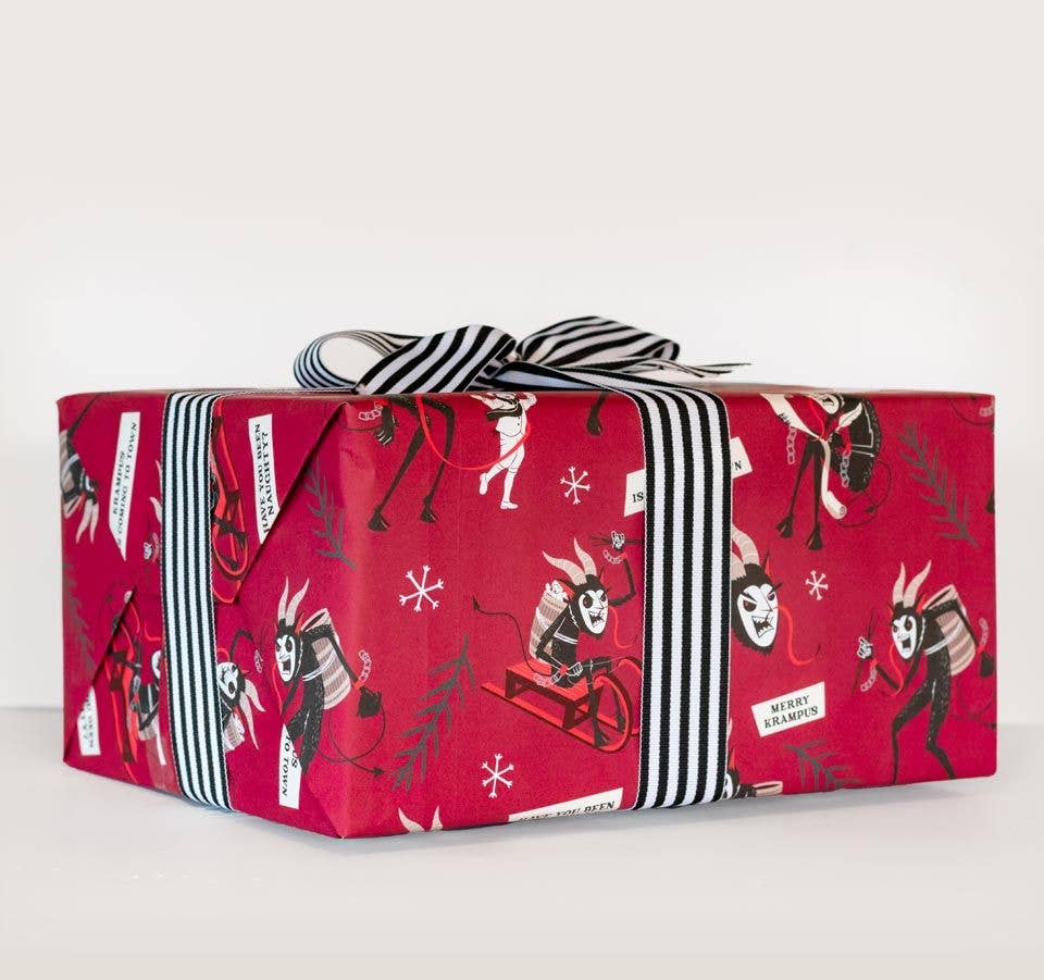 Creepmas Krampus Folklore Gift Wrap Wrapping Paper 8 Foot roll Gruss Vom Seasonal Home Decor - Gothic & Alternative Gift - Haunted