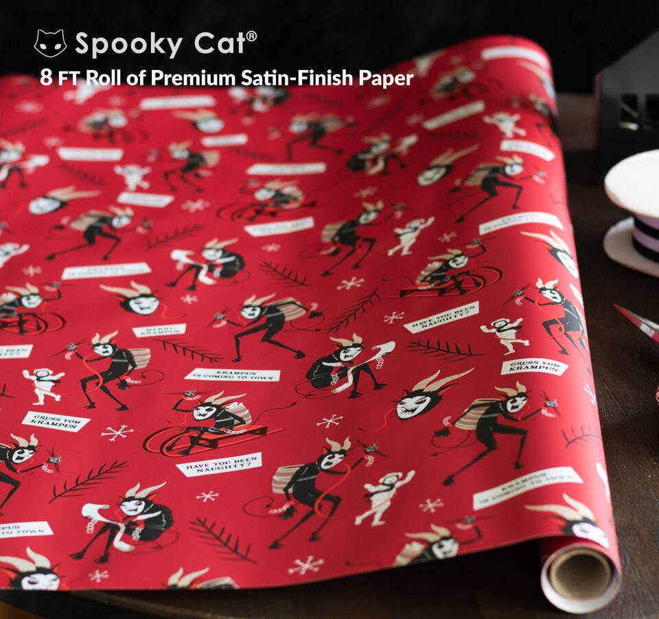 Creepmas Krampus Folklore Gift Wrap Wrapping Paper 8 Foot roll Gruss Vom Seasonal Home Decor - Gothic & Alternative Gift - Haunted