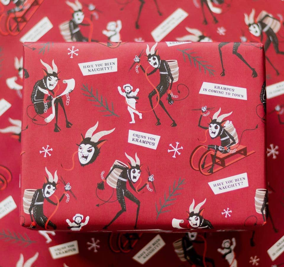 Creepmas Krampus Folklore Gift Wrap Wrapping Paper 8 Foot roll Gruss Vom Seasonal Home Decor - Gothic & Alternative Gift - Haunted