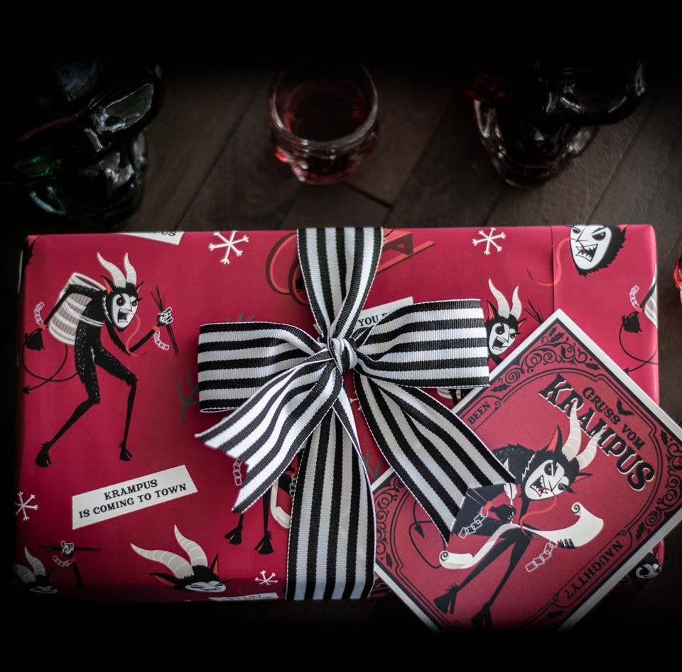 Creepmas Krampus Folklore Gift Wrap Wrapping Paper 8 Foot roll Gruss Vom Seasonal Home Decor - Gothic & Alternative Gift - Haunted