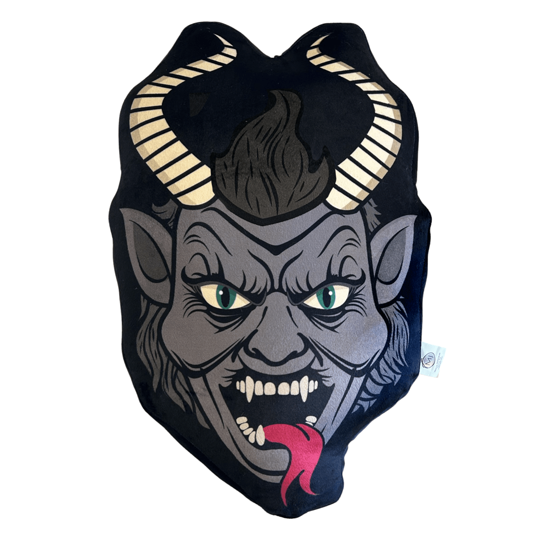 Creepmas Pillow, Halloween, Holiday Decor - Krampus Stuffed Animals - Gothic & Alternative Gift - Haunted