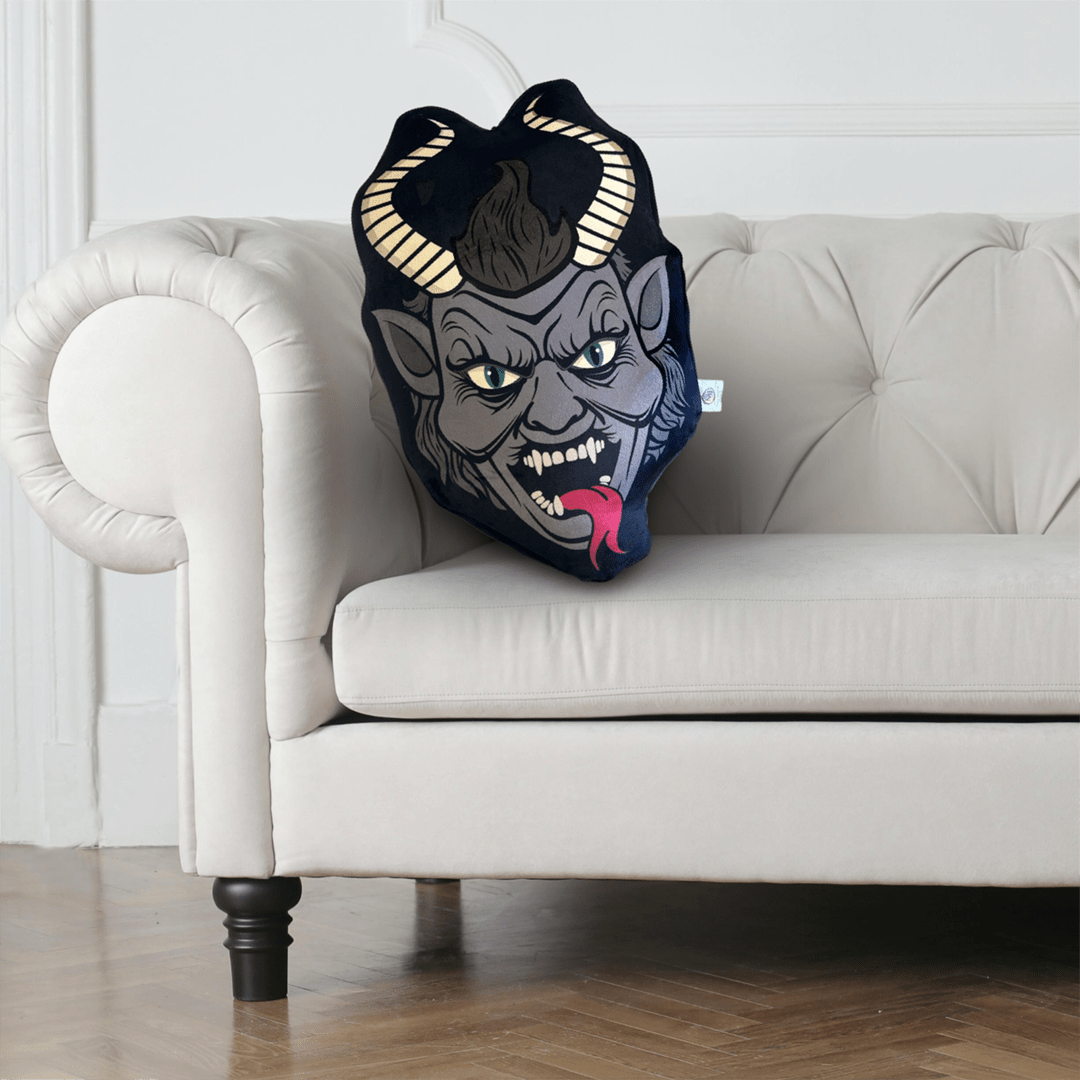 Creepmas Pillow, Halloween, Holiday Decor - Krampus Stuffed Animals - Gothic & Alternative Gift - Haunted