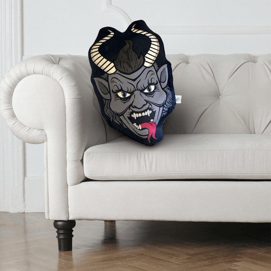 Creepmas Pillow, Halloween, Holiday Decor - Krampus Stuffed Animals - Gothic & Alternative Gift - Haunted