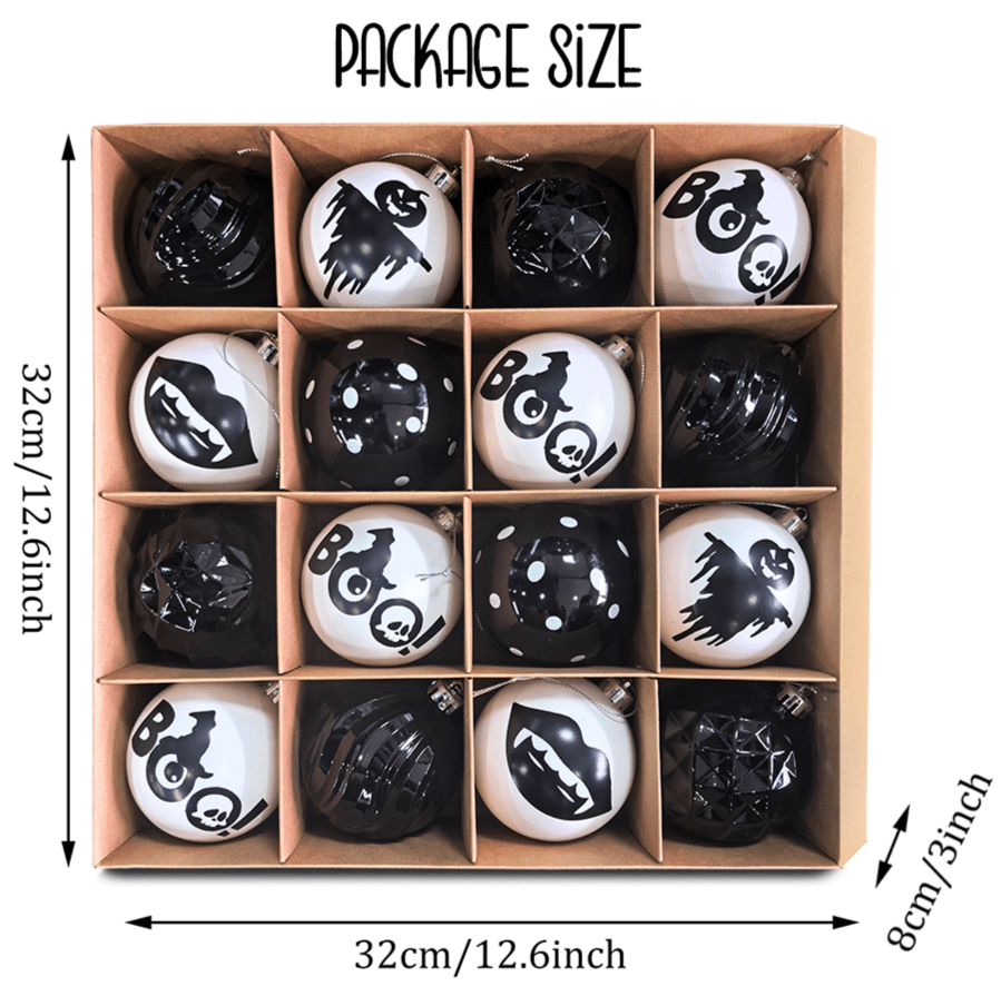 Creepy BOO Black and White Ornament set Gothmas, Christmas, Creepmas, Holiday Ornaments - Gothic & Alternative Gift - Haunted
