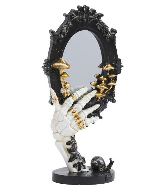 Creepy Skull Hand Holding Mirror Forest Theme Home Decor - Gothic & Alternative Gift - Haunted